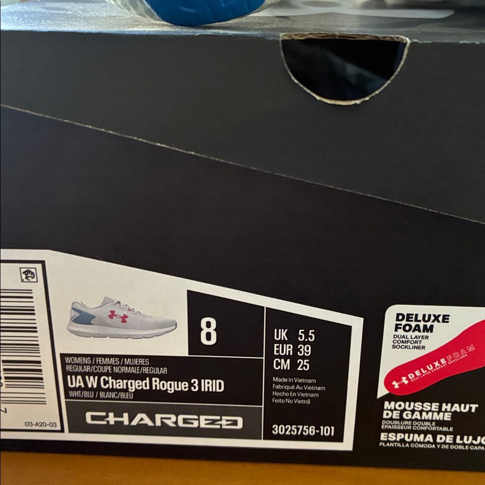 Under Armour Women’s Size 8 White Sneakers with Pink and Blue Accents. - Picture 4 of 4